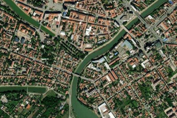 Imagem de satélite da zona de Begej – Zrenjanin