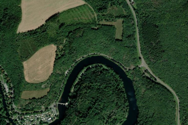 Imagem de satélite da zona de Sauer (Esch-Sauer)