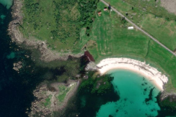 Imagem de satélite da zona de Hokland · costa