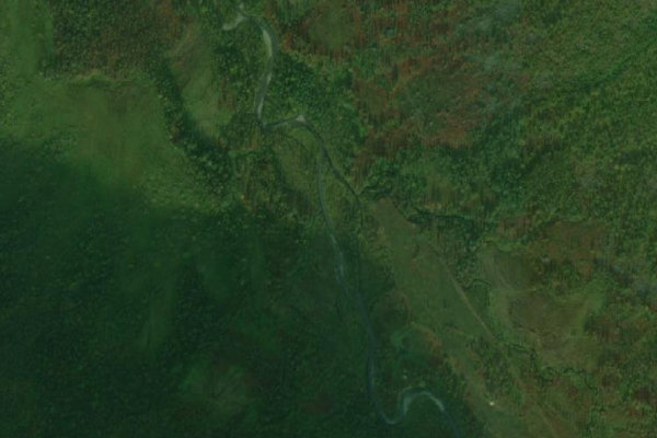 Imagem de satélite da zona de Andersdalelva - Nieidavuovddijohka