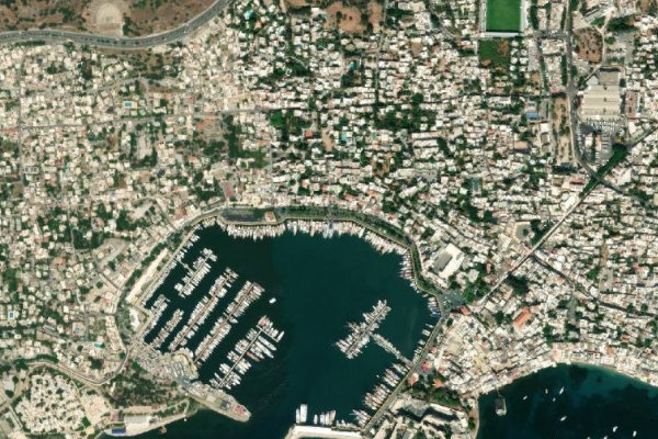Imagem de satélite da zona de Bodrum - Datça