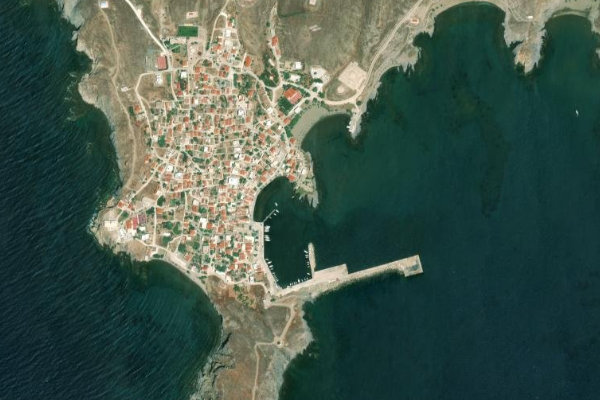 Imagem de satélite da zona de Psará