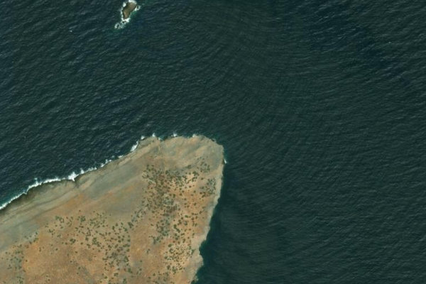 Imagem de satélite da zona de Ákra Aktís